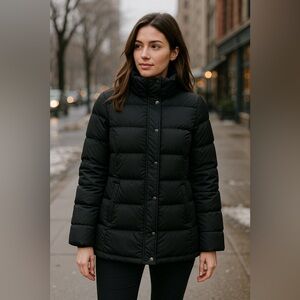 Brooks Brothers 346 Black Quilted Duck Down Puffer Jacket – Size 4